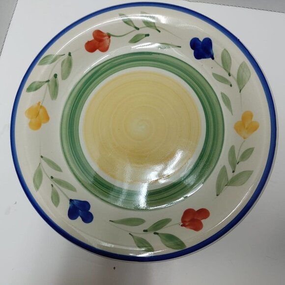 ⭐️2/$30 - Plate Basket Tabletops Gallery TIA HandPainted Stoneware Bread/Salad - Picture 4 of 10